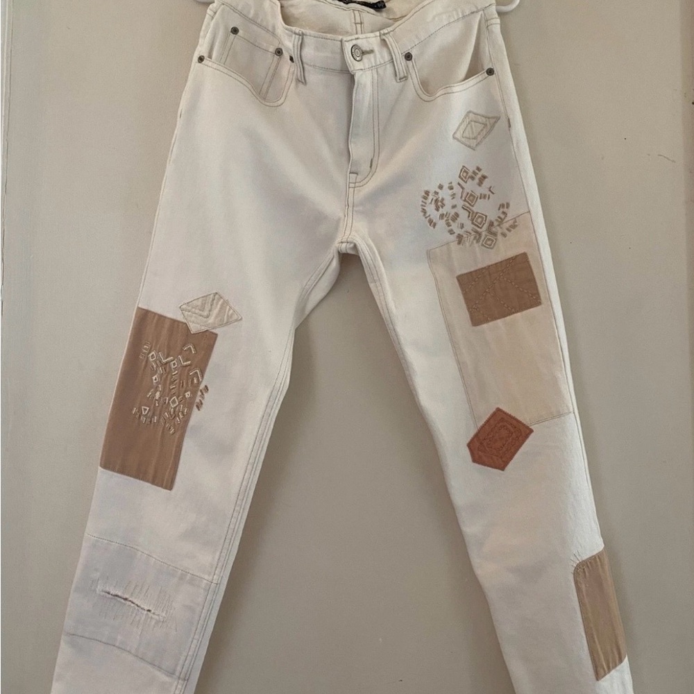 Ralph Lauren Cream Jeans with Tan Stitching